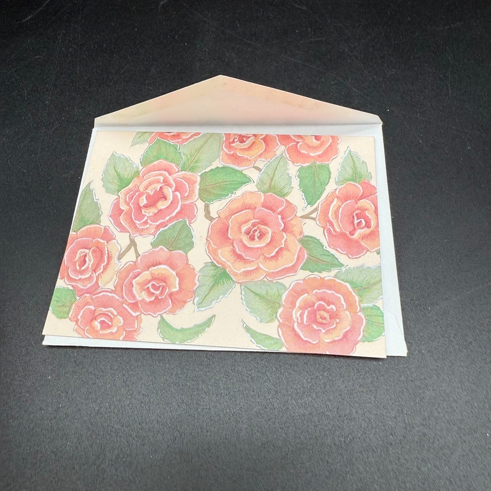 Vintage Embossed Botanical Notecard Heart Rose by Sarah-Jane Gillespie 4" Wide